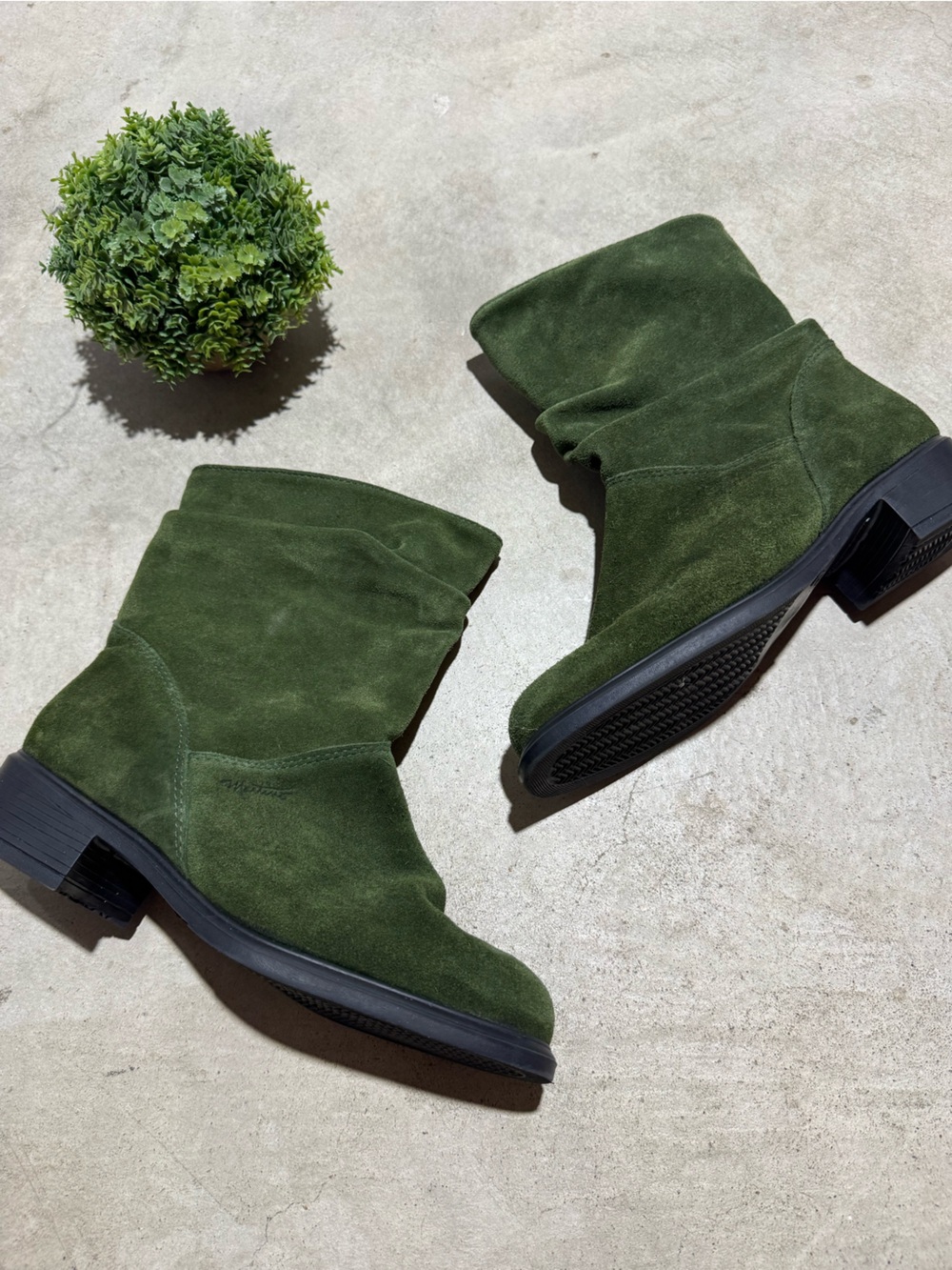 Martino Green Leather Suede Boots Women Size 10 Hobbit Fairy REN Fair Robin Hood